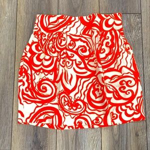 NWOT MERONA Orange & Cream Swirl Skirt with Pockets MEDIUM